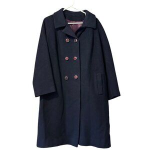 Shagmoor Blue Wool Long‎ Jacket 1900's Trench Coat Sz Measured VTG Designer